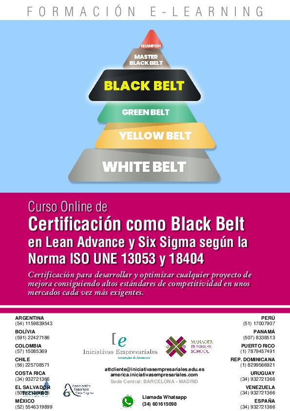 Certificación Black Belt en Lean Advance y Six Sigma según la Norma ISO UNE 13053 y 18404