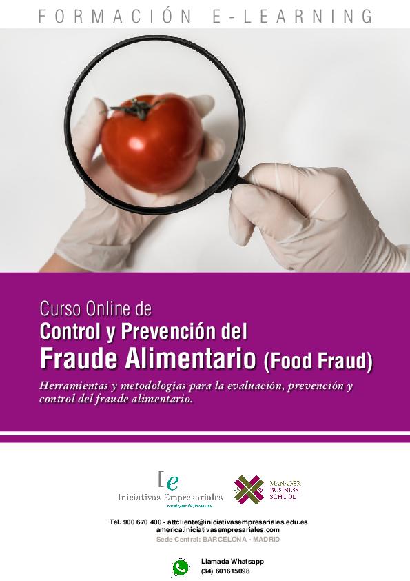 Control y Prevención del Fraude Alimentario (Food Fraud)