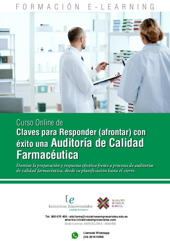 Claves para Responder (afrontar) con éxito una Auditoría de Calidad Farmacéutica