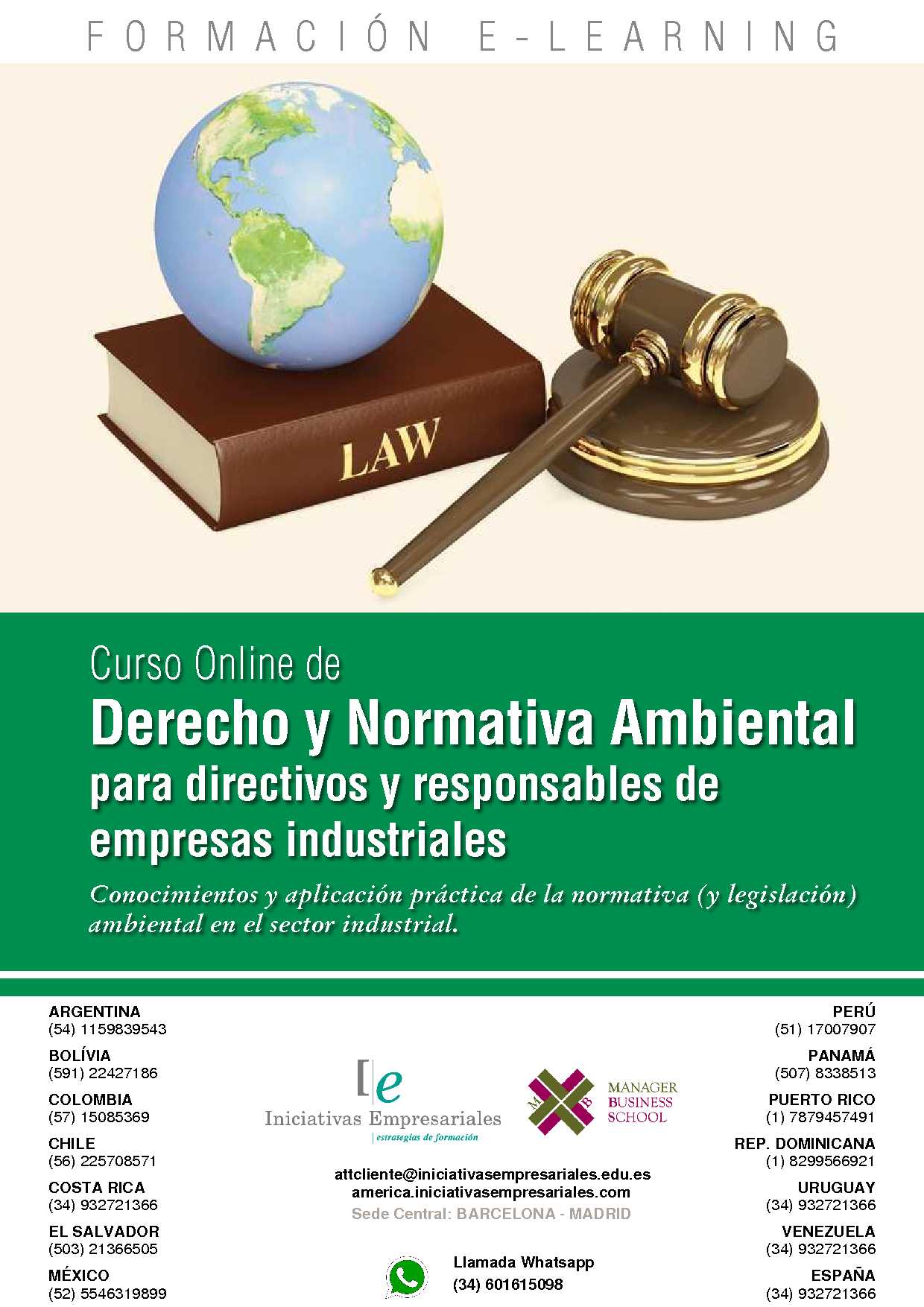 Derecho y Normativa Ambiental para directivos y responsables de empresas industriales