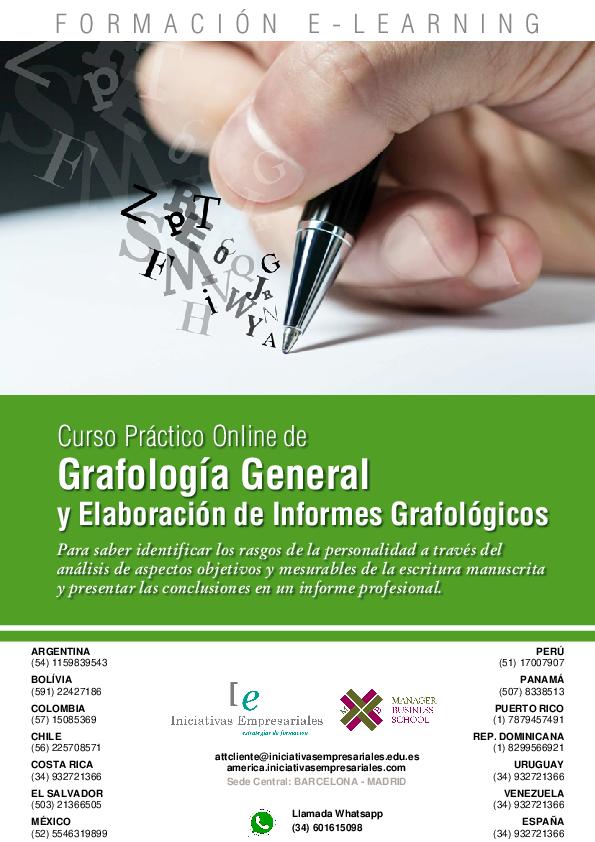 Grafología General y Elaboración de Informes Grafológicos