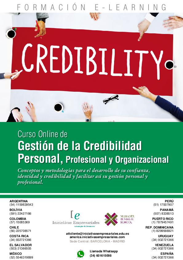 Gestión de la Credibilidad Personal, Profesional y Organizacional