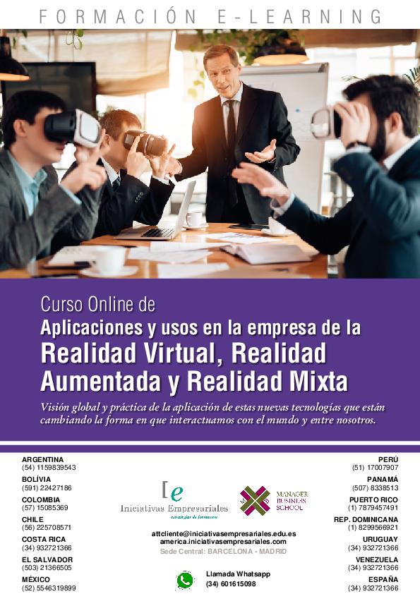 Aplicaciones y usos en la empresa de la Realidad Virtual, Realidad Aumentada y Realidad Mixta