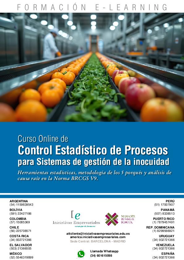 Control Estadístico de Procesos para Sistemas de gestión de la inocuidad