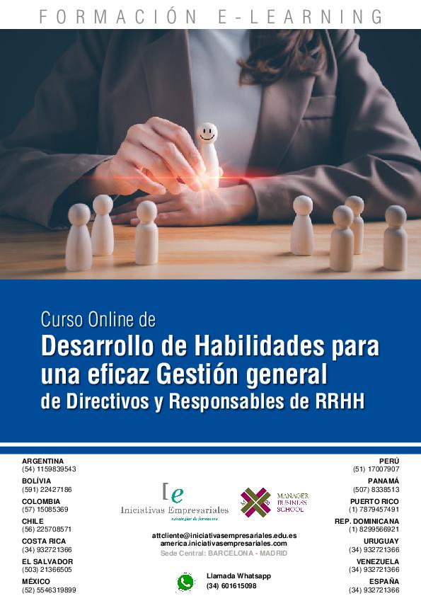Desarrollo de Habilidades para una eficaz Gestión general de Directivos y Responsables de RRHH
