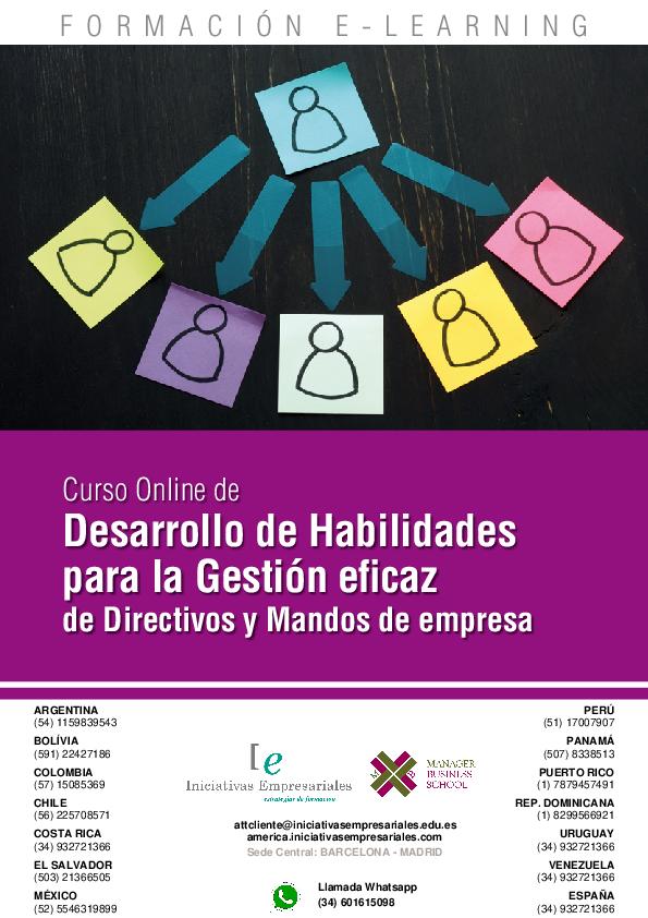 Desarrollo de Habilidades para la Gestión eficaz de Directivos y Mandos de empresa