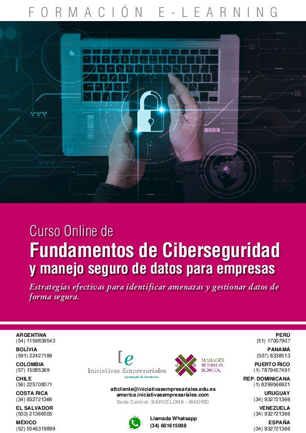 Fundamentos de Ciberseguridad y manejo seguro de datos para empresas