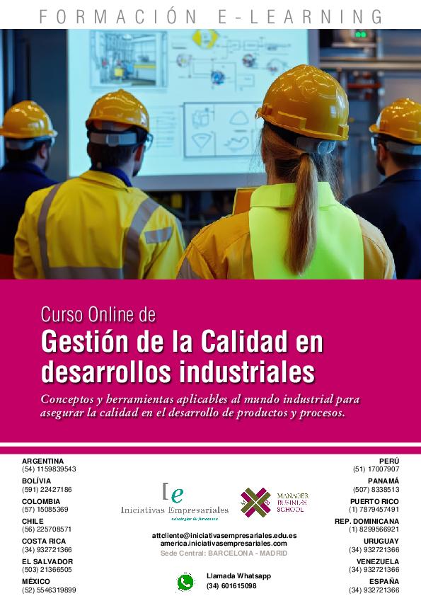 Gestión de la Calidad en desarrollos industriales