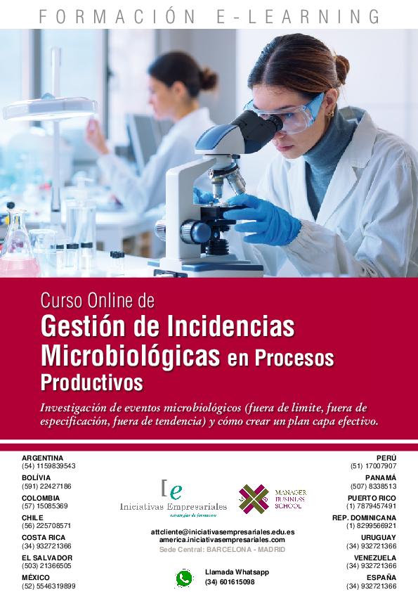 Gestión de Incidencias Microbiológicas en Procesos Productivos