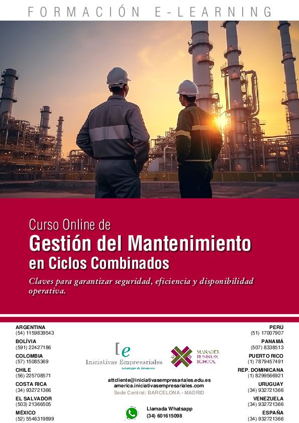 Gestión del Mantenimiento en Ciclos Combinados