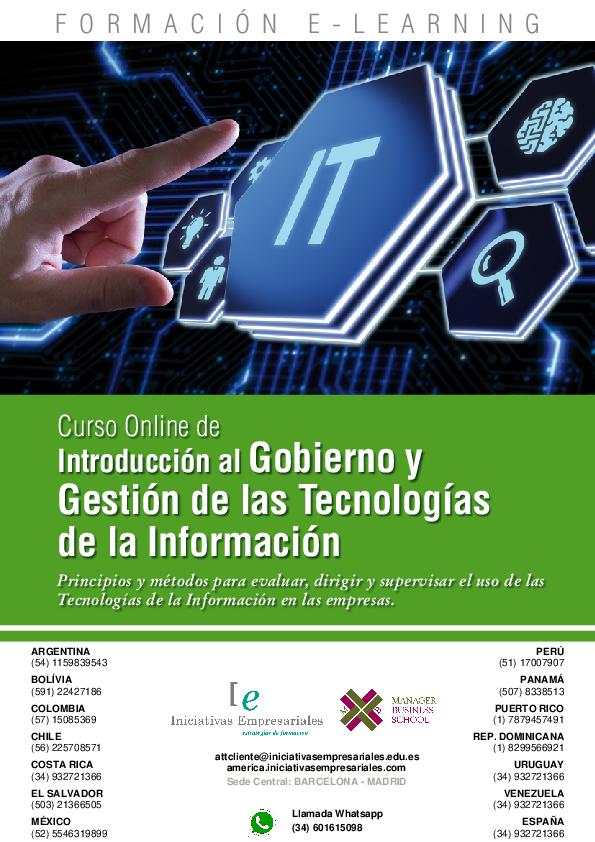 Introducción al Gobierno y Gestión de las Tecnologías de la Información