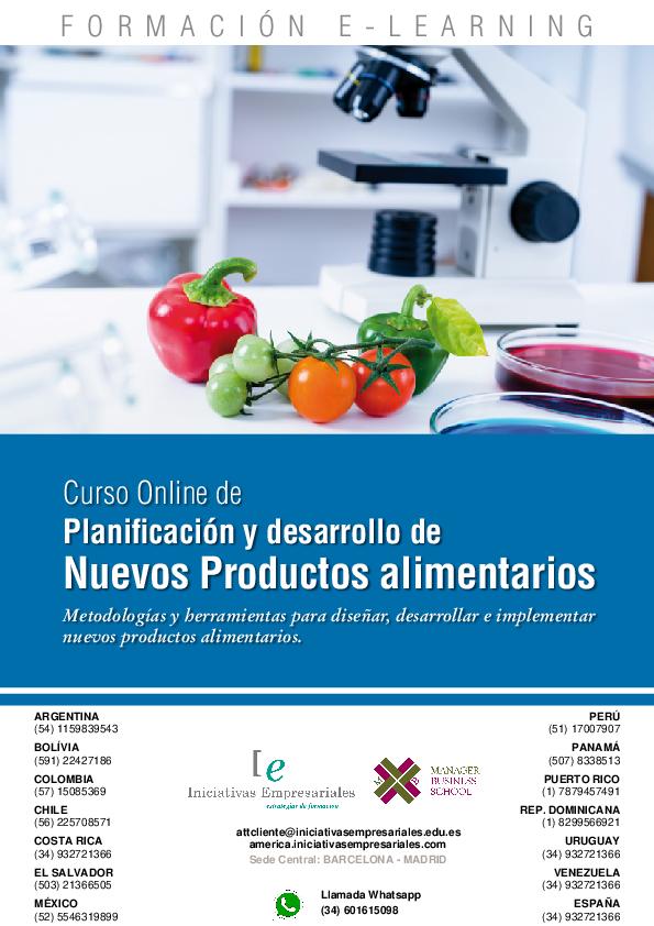 Planificación y desarrollo de Nuevos Productos alimentarios