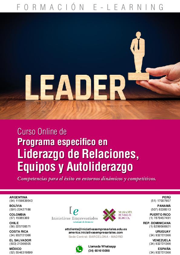 Programa específico en Liderazgo de Relaciones, Equipos y Autoliderazgo