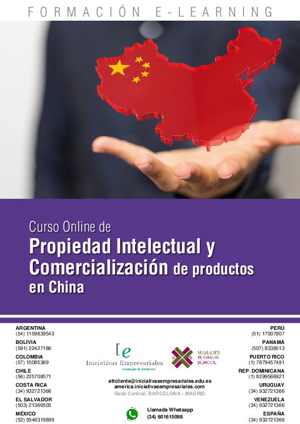 Propiedad Intelectual y Comercialización de productos en China
