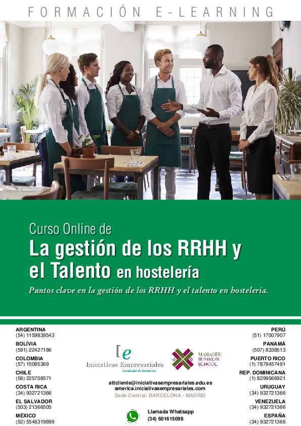 La gestión de los RRHH y el Talento en hostelería